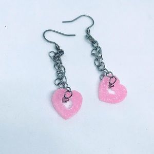 Pink Sugar Gummy Hearts Soft Resin Hand Crafted Earrings